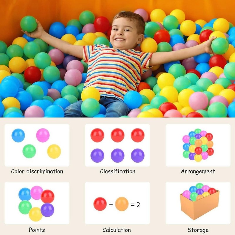 8 cm Soft and Child-Friendly Multi-Colored Play Pool Balls – Easy-to-Hold Plastic Balls Designed for Kids with Gentle Edges