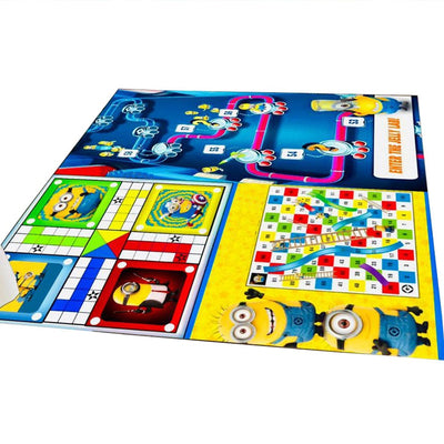 Minions Printed Jumbo 3 in 1 Ludo, Snake & Ladder With Road Trip Game with Dice & Tokens