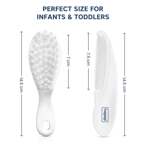 Hopop Baby Soft Bristles Comb & Brush Set - White