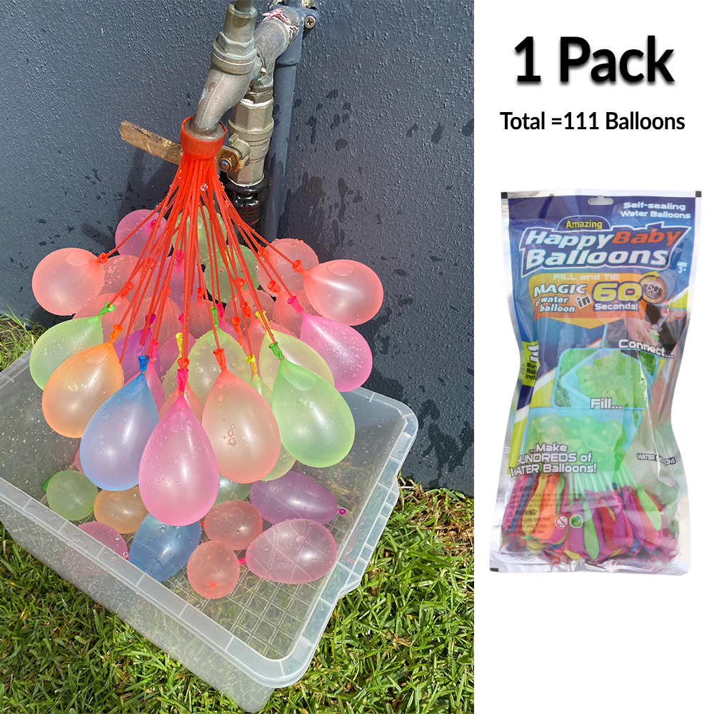 Total 111 Balloons - Fill Magic Water Balloon for Holi | No Need to Tie Knots Crazy Quick Fill in 60 Seconds with 1 Universal tap Adaptor | Assorted Colours