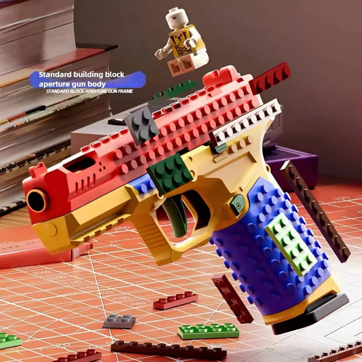 Kidology Building Block Shell-Ejecting Soft Bullet Toy Blaster | Pretend Play Toy