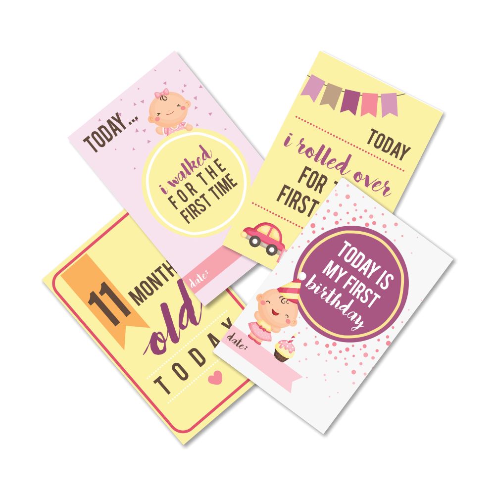 Baby Girl Milestone Cards- Pack of 24