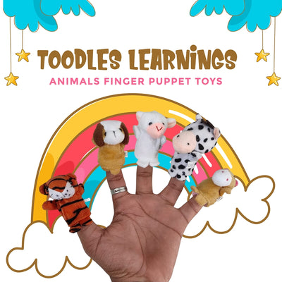 Learning Animals Finger Puppet Toys - 5 Pieces Soft Toy Assortment for Kids, Soft Hands Finger Puppets Game for Autistic Children, Great Family Parents Talking Story Set - for Gifting