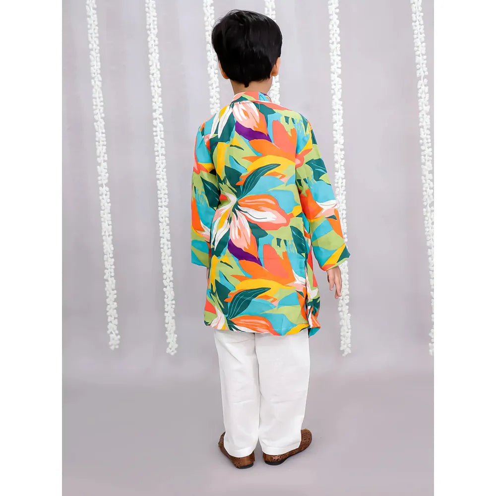 The Wishing Closet Multicolor Parrot Print Kurta Set