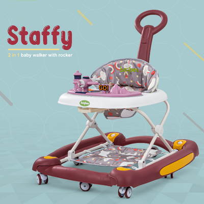 3 in 1 Staffy Baby Walker for Kids with Rocker & Push Handle, Kids Walker with 3 Adjustable Height, Mat & Musical Toy Bar | Activity Walker for Baby | Push Walker - COD Not Available