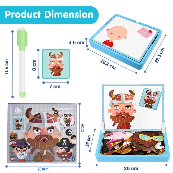 Kidology Face Change Magnetic Puzzle Set for Kids | Funny Face Making Magnetic Puzzle Game