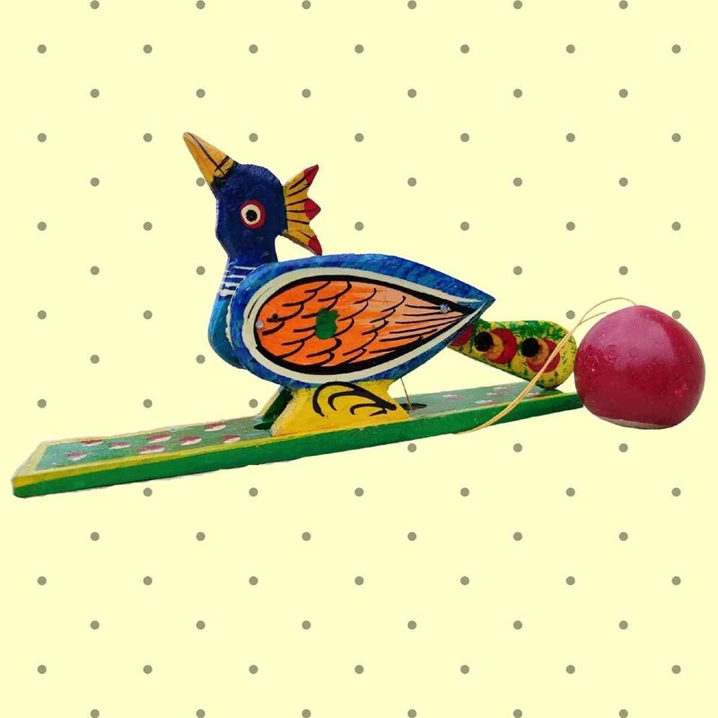 Eating Peacock (Handcrafted Wooden Mechanical Moving Toy)