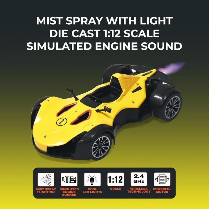 Diecast Remote Control Mist Spray Racing Car F1 with LED Light & Sound | 1:12 Scale Model