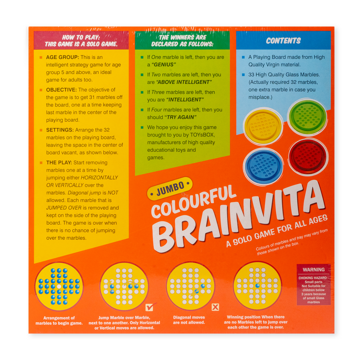 Return Gifts (Pack of 3,5,12) Colourful Brainvita- Jumbo