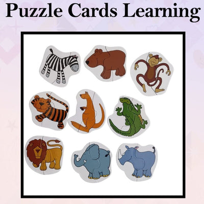 Learning 2 Piece Animals Jigsaw Puzzle Cards Learning Toys Kids, Educational Toddlers Toys, Jigsaw Puzzles for Kids Age 2-5, Preschool Montessori Toys and Birthday Gift for Kids - for Gifting