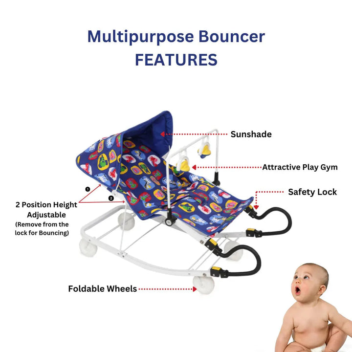 Infanto Multipurpose 3-in-1 Baby Bouncer & Rocker