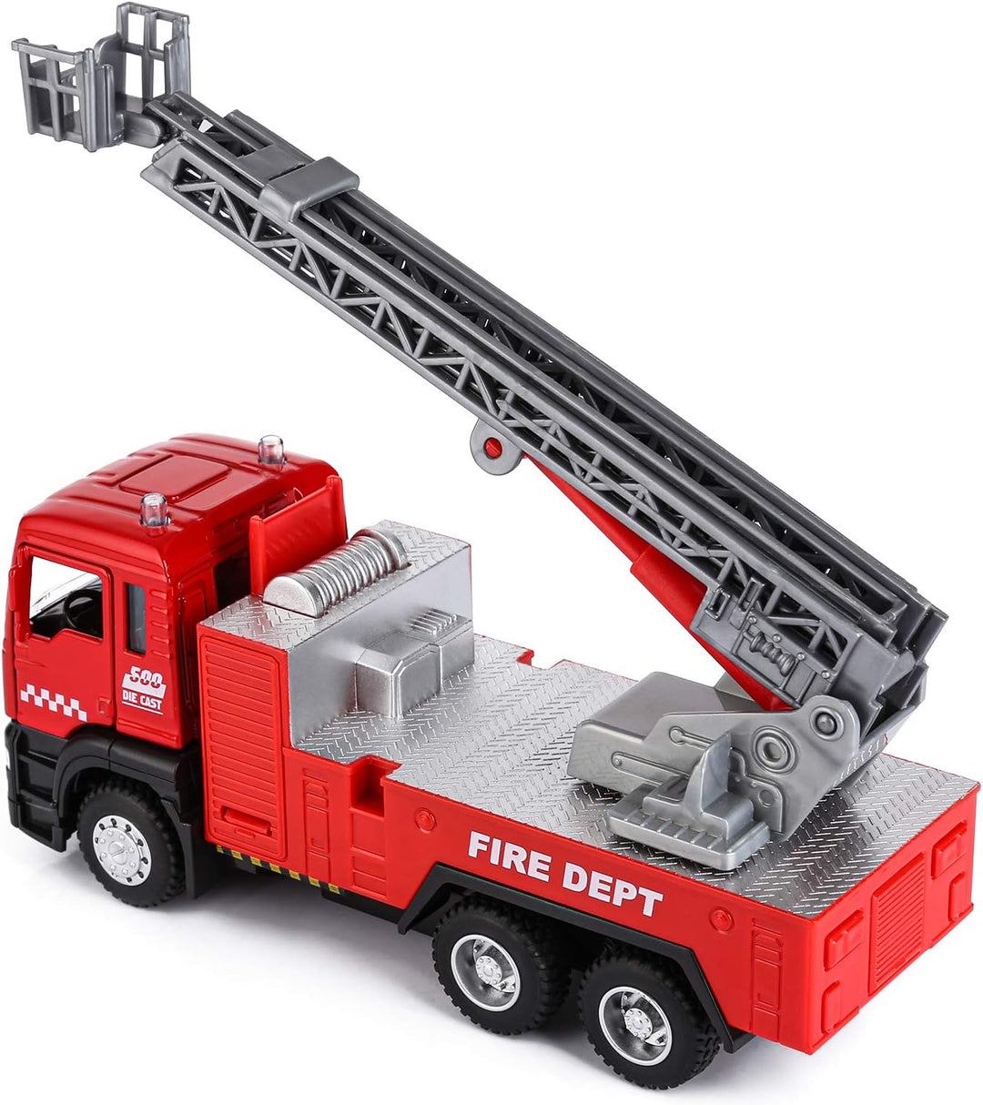 Fire Truck Toy with Rotating Ladder Metal Rescue Vehicle Red (3-7 Years)