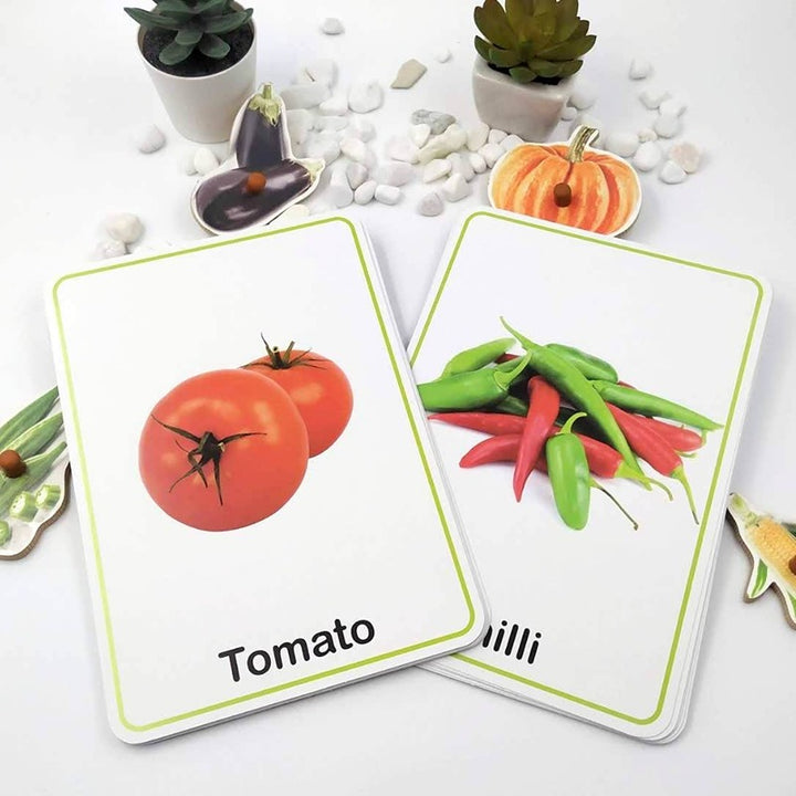 Vegetables, Fruits Flash Cards for kids -30 Cards