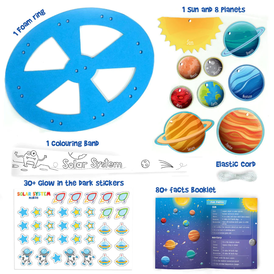 Mapology Combo: India & World Map Puzzle and Solar System Mobile - DIY Hanging Craft Kit