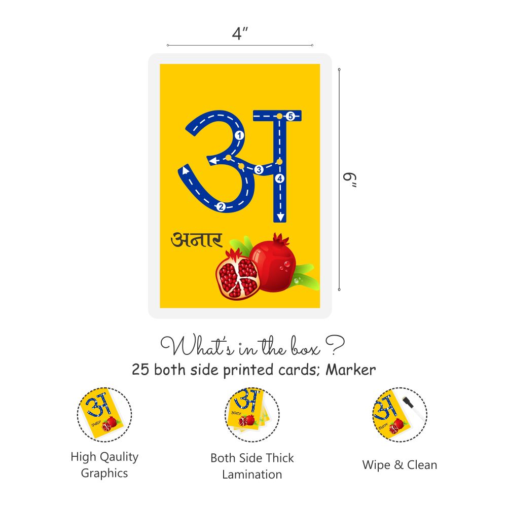 Hindi Swar and Vyanjan Wipe and Clean Cards