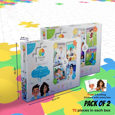 4 in 1 Jigsaw Puzzle with 144 Pieces - Pack of 2 (Set 2 and Set 4)