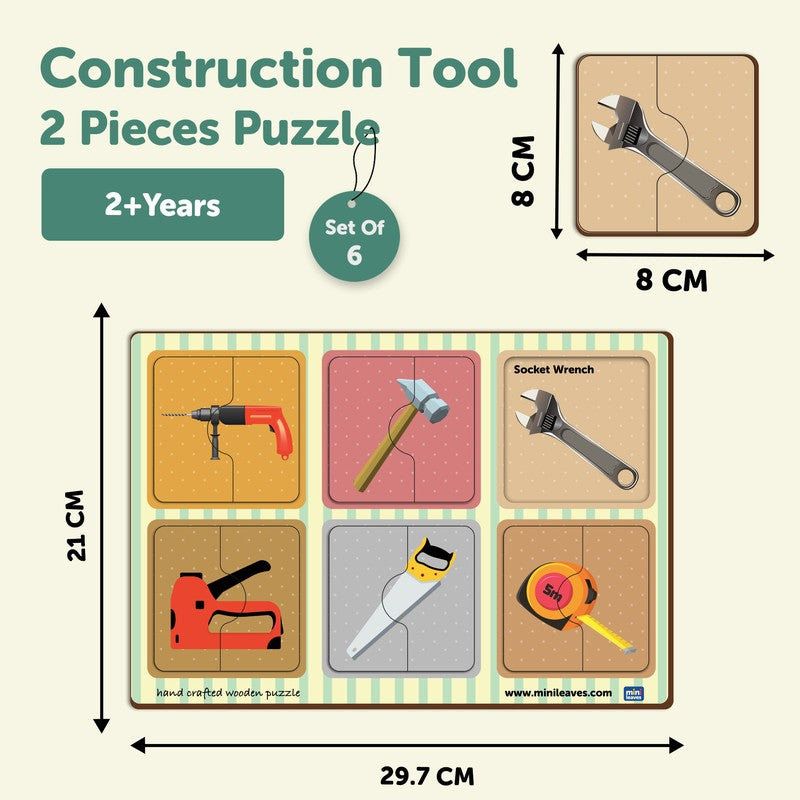 2 Piece Of Construction tools  Puzzle (Set of 6)