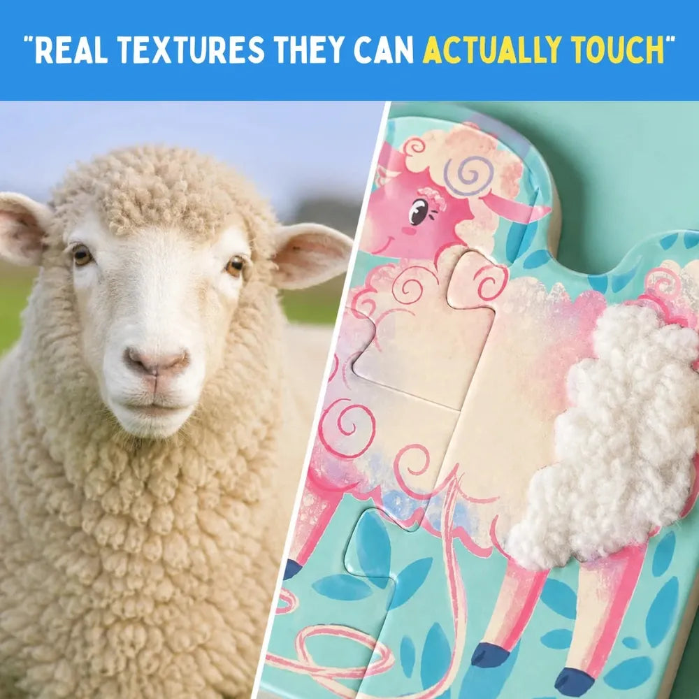 PepPlay My First Touch & Feel Puzzles - Farm Animals | Sensory Learning for Toddlers | 4 three-piece puzzles