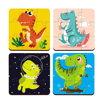 4 In 1 Wooden Dinosaur Puzzle Toy, 36 Pcs