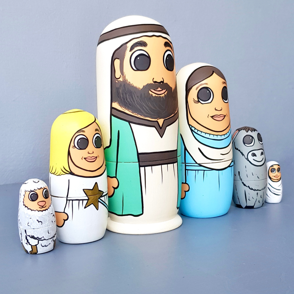 Nativity Crib Nesting Dolls (Set of 6)