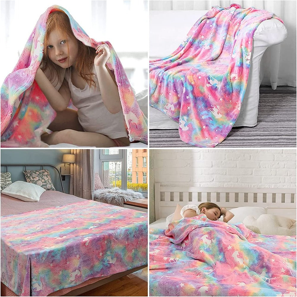 Unicorn Glow in Dark Blanket (Pink)