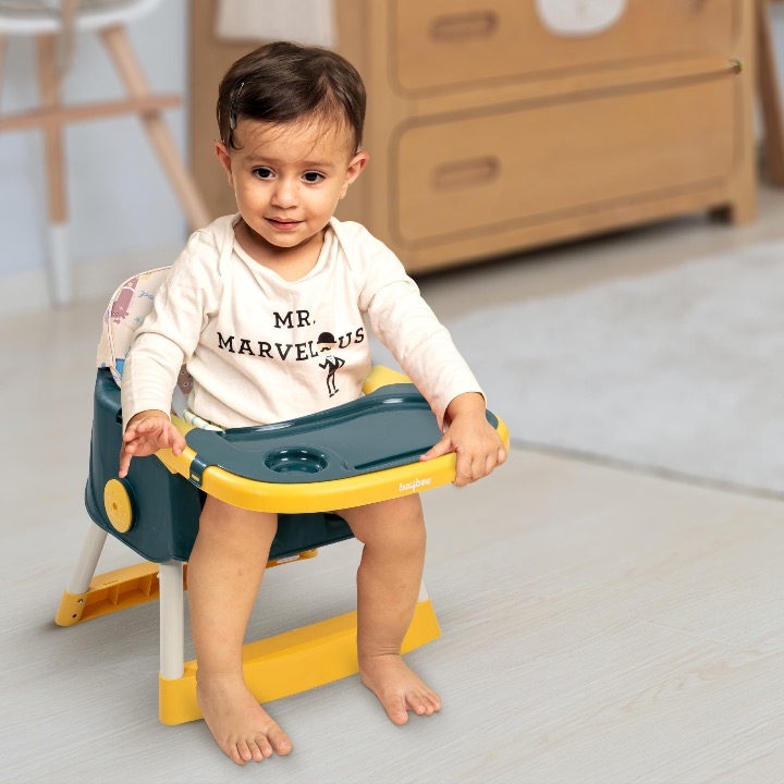 3 in 1 Baby High Chair for Kids | Baby Chair for Feeding with 2 Height Adjustable & Foldable, Toddler Booster Seat with Food Tray & Belt