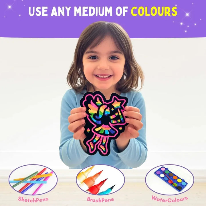 PepPlay Colour in Velvet - Unicorn & Fairies | Mess-Free Colouring Fun | 28 Piece Set