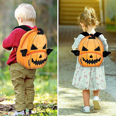 Premium Quality Soft Design Brown Pumpkin Shape School Bag for Kids - 14 Inches