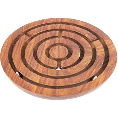 Wooden Ball-in-a-Maze Labyrinth with Snake Cube Twist Puzzle