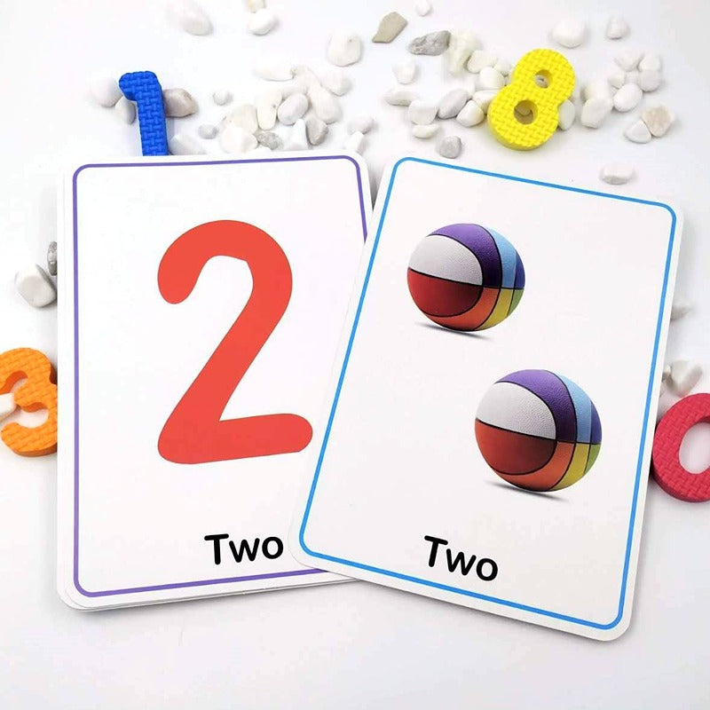 Numbers, Shapes & Colours Flash Cards for Kids - 32 Cards