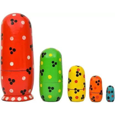 Hand Painted Wooden Nesting Stacking Dolls - Set of 5