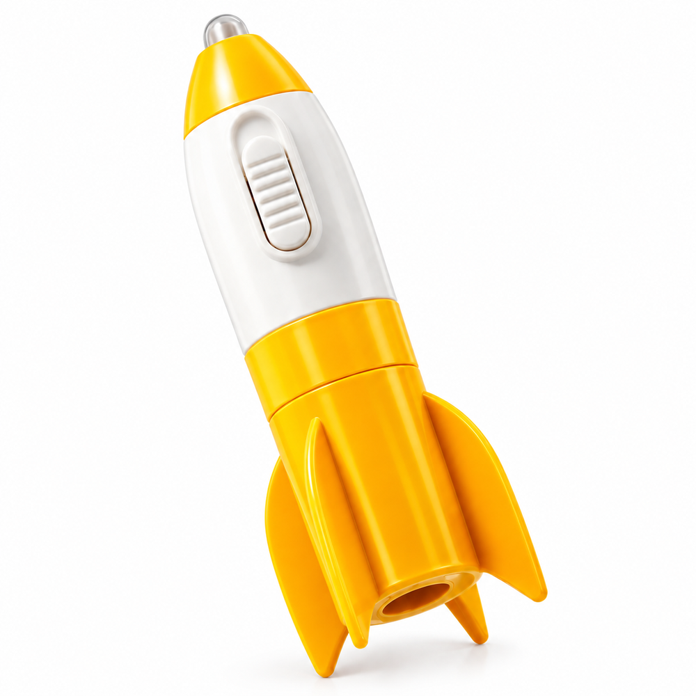 Rocket Shaped Pencil Sharpener & Eraser with Flashlight for Kids | 3-in-1 Cute School Stationery