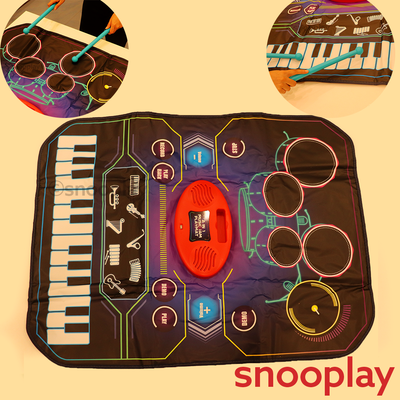 2 in 1 Electronic Musical Drum and Piano Jam Playmat | 8 Musical Instruments