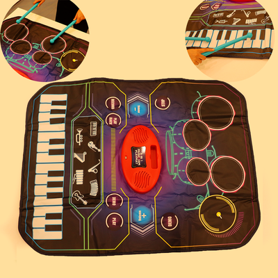 2 in 1 Electronic Musical Drum and Piano Jam Playmat | 8 Musical Instruments