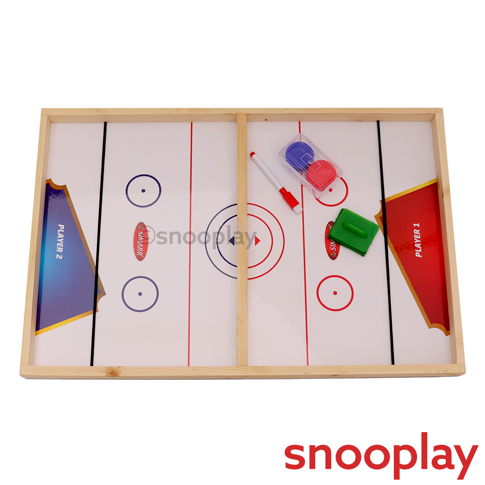 2 in 1 Wooden String Hockey Tabletop Game (BIG) with White Board & Marker