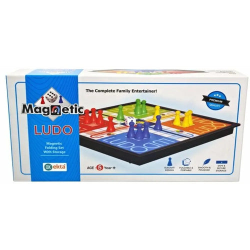 Ekta Magnetic Ludo Board Game | Foldable Portable Ludo Set | Magnetic Family Board Game with Storage