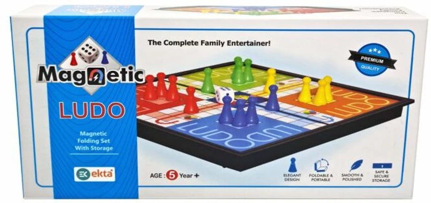 Ekta Magnetic Ludo Board Game | Foldable Portable Ludo Set | Magnetic Family Board Game with Storage