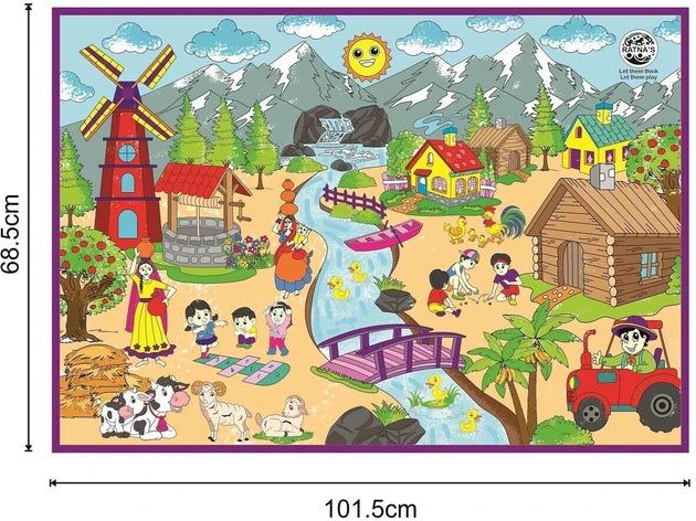 Ratna's My Colouring Mat - Modern Village I Washable & Reusable Colouring Mat