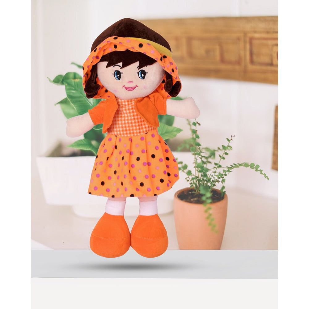 3.2 Feet Orange Super Soft Stuffed Huggable Girl Winky Doll | Washable