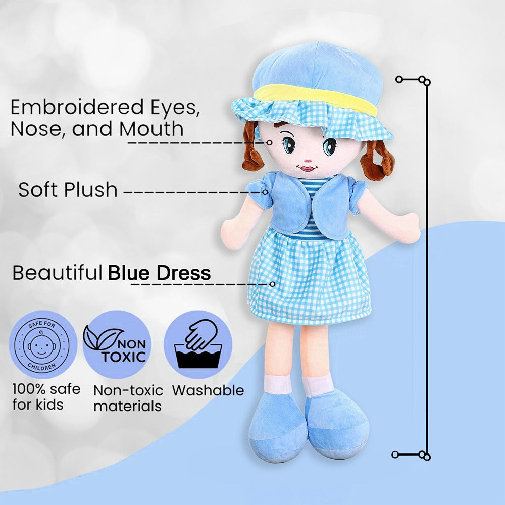 3.2 Feet Sky Blue Super Soft Stuffed Huggable Girl Winky Doll | Washable