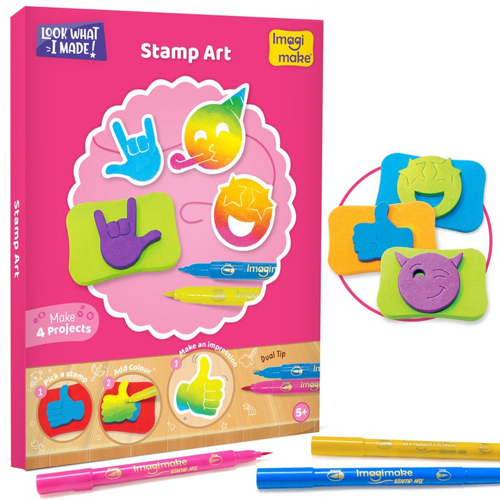 3 in 1 Awesome Craft Kit | Stamp Art, Friendship Band, 3D Flower Making (4-8 Years)