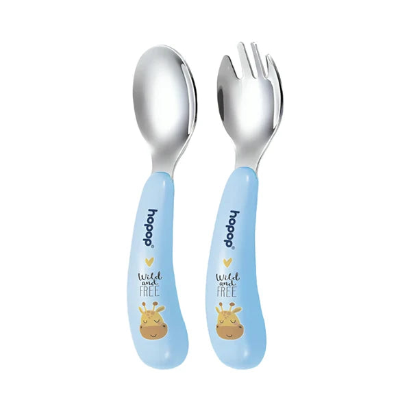 Hopop Stainless Steel Spoon & Fork Set with Travel Case | Portable Cutlery