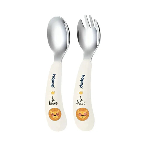 Hopop Stainless Steel Spoon & Fork Set with Travel Case | Portable Cutlery