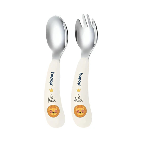 Hopop Stainless Steel Spoon & Fork Set with Travel Case | Portable Cutlery