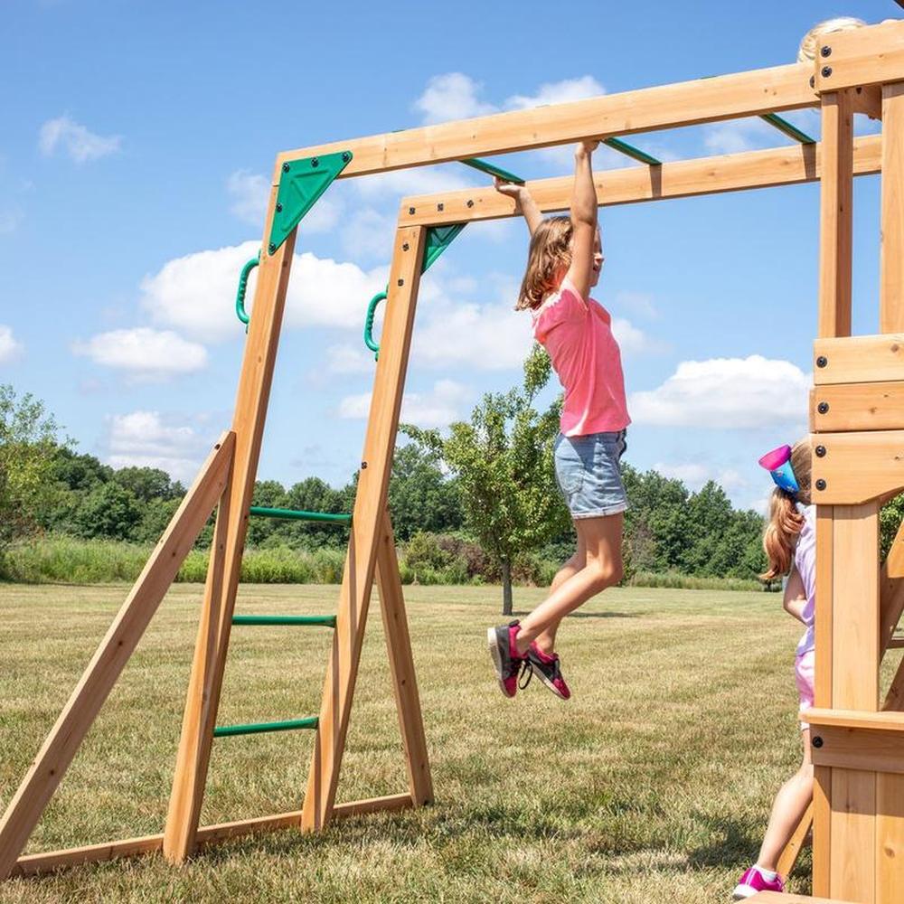 Montpelier Swing Set- Playhouse with Swing, Monkey Bars & Sandbox | Weight - 146.51 Kg (3-10 Years)
