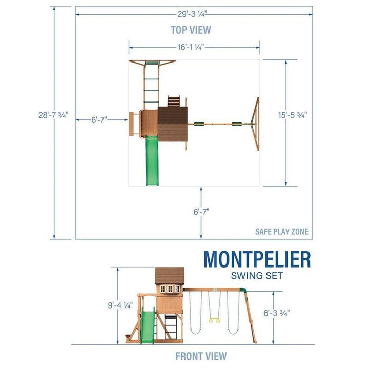 Montpelier Swing Set- Playhouse with Swing, Monkey Bars & Sandbox | Weight - 146.51 Kg (3-10 Years)