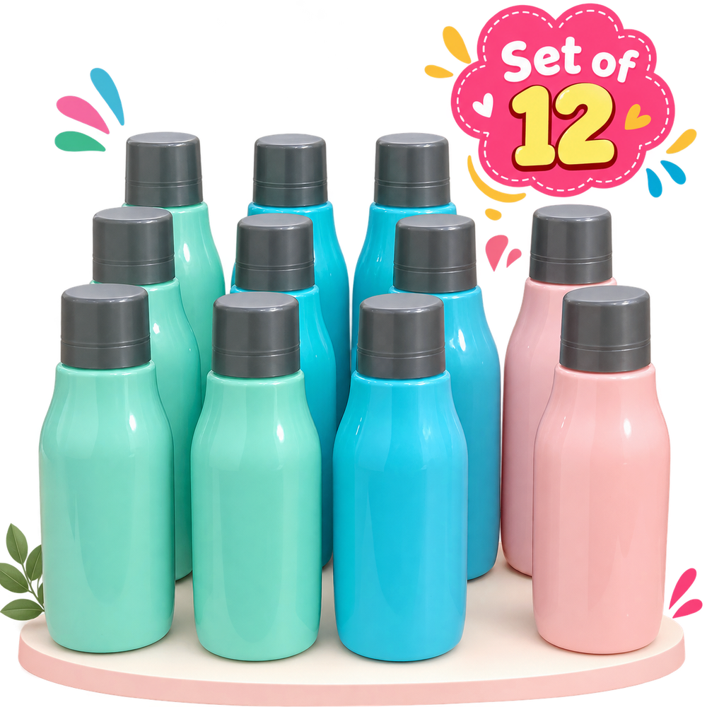 Set of 12 Colourful Plastic Water Bottles - Assorted Colours for Kanjak Gifts | Kanjak Special