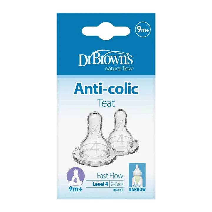 Dr. Browns Natural Flow Narrow Baby Bottle Silicone Nipple | Level 4 Fast Flow