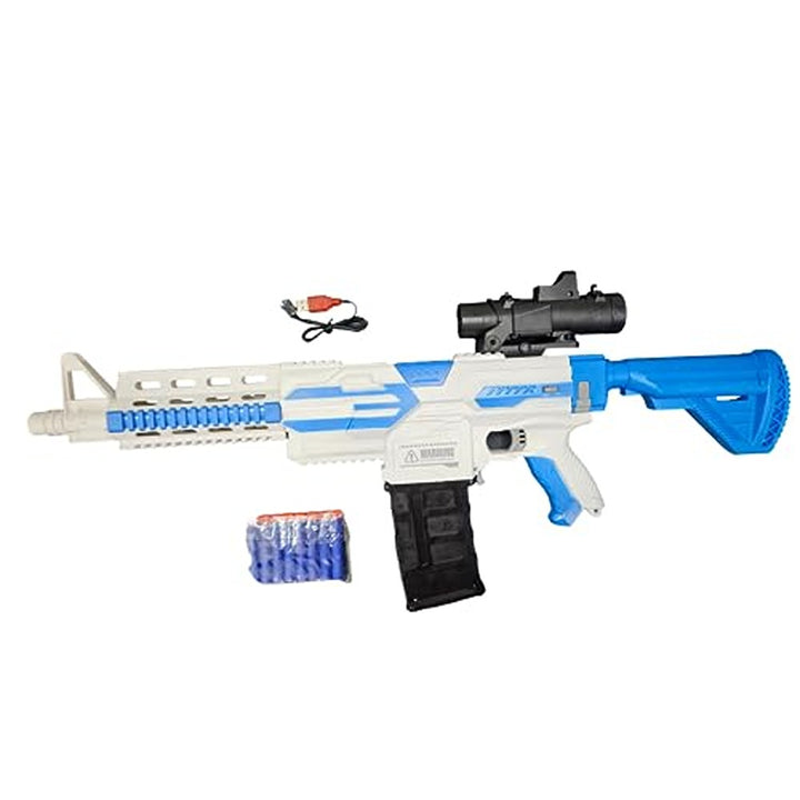 Battery Operated Motorized Electric AK47 Toy Gun with Foam Bullets Darts & Plastic Bullets