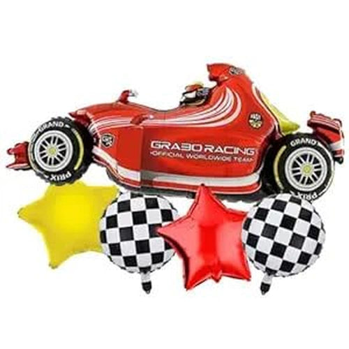 5 piece F1 Racing Car Foil Balloon Set For Birthday and Decoration